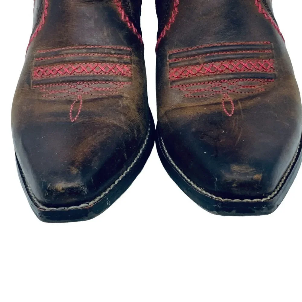 Ariat Embroidered Southwest Blanket Western Cowgirl Boots Brown Leather‎ Size 4